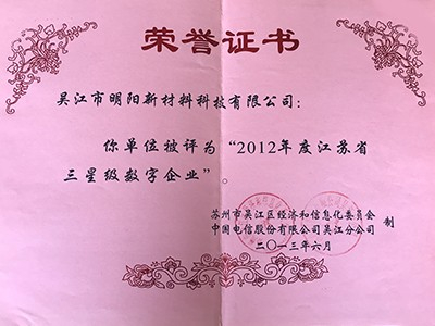 2012年度江蘇省三星級(jí)數(shù)字企業(yè)